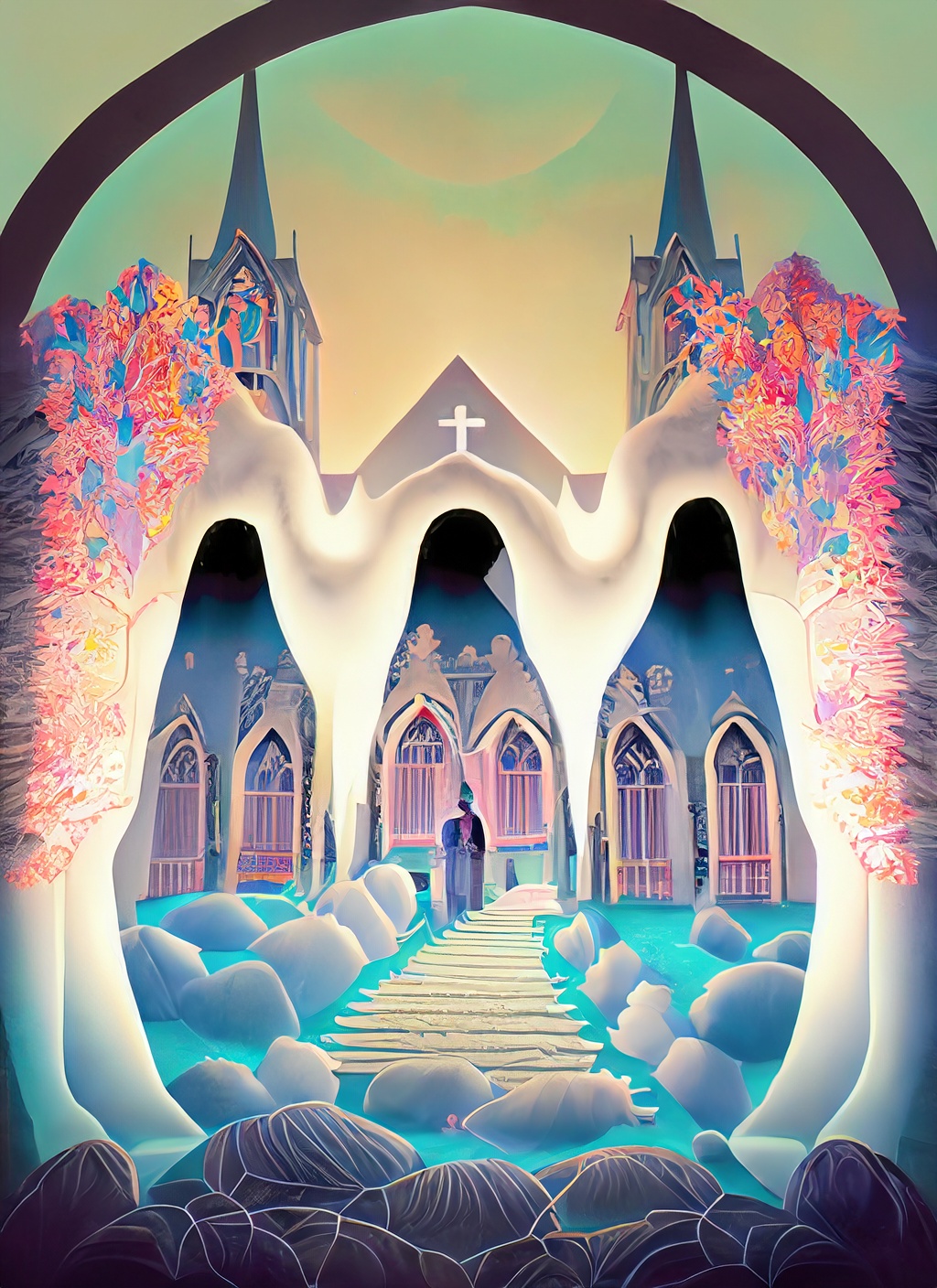 Firefly 3人　怪談 浮世絵　教会 87173 (1)